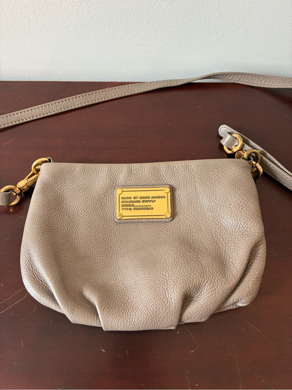 Marc by Marc Jacobs Standard Supply Workwear Taupe Pebbled Leather Crossbody Bag